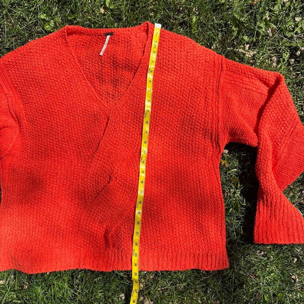 Free People Orange Oversized Cotton Knit Sweater Size Large - Picture 7 of 8